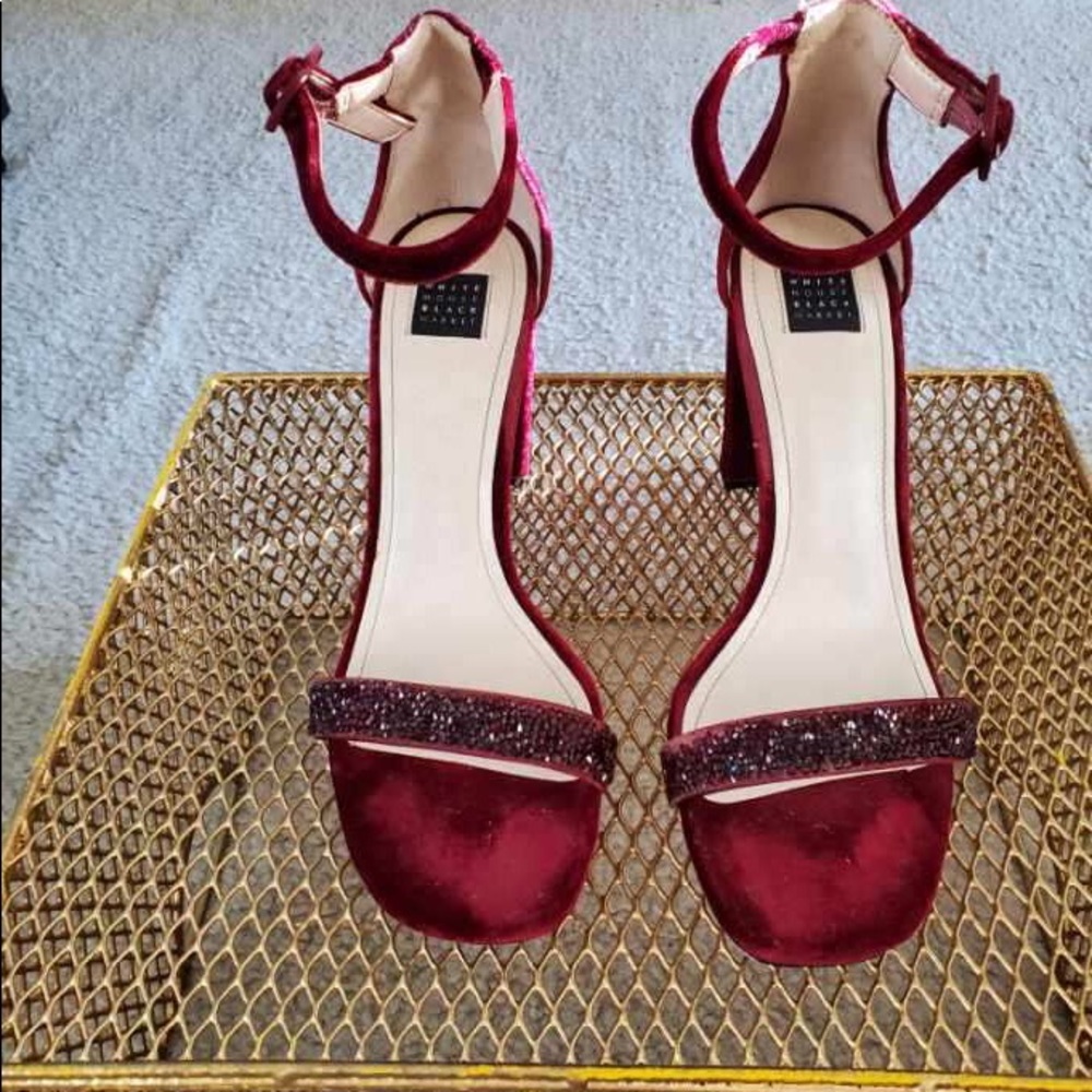 WHBM Ankle Strap Embellished Heels